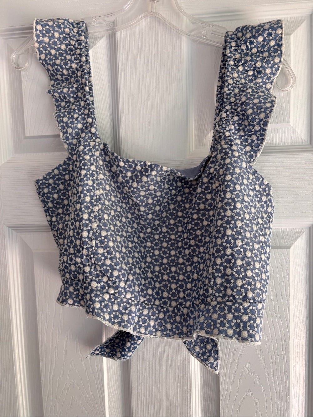 Kirious Los Angeles Floral Square-Neck Crop Tie Back Top Blue Large